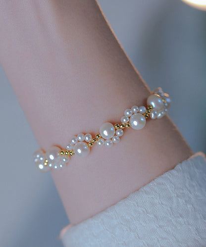 Classy White Alloy Pearl Cat Claw Chain Bracelet YI041 ABC