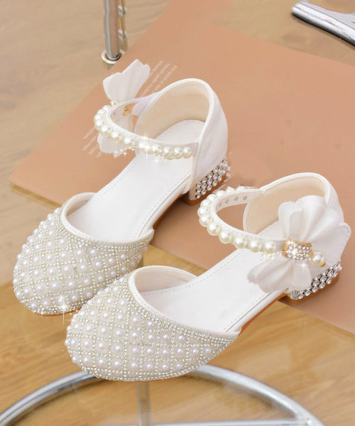 Sandals Zircon White Classy Strap Pearl Kids Buckle FashionChic