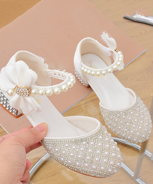 Sandals Zircon White Classy Strap Pearl Kids Buckle FashionChic