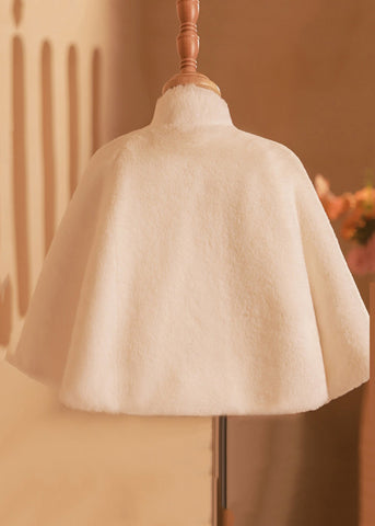 Classy White Sequins Tassel Stand Collar Kids Fuzzy Fur Cloak Winter WL020 MM-RCTZ-GICT241120