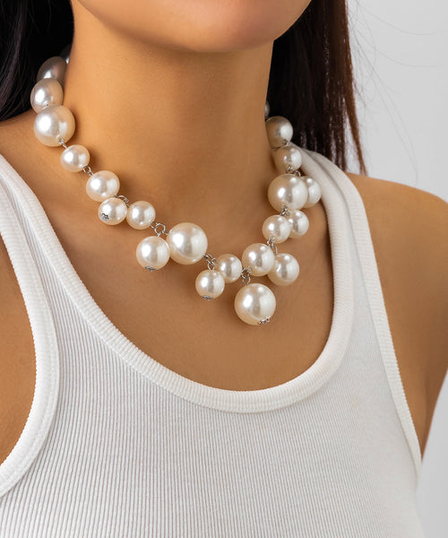 Classy White Stainless Steel Pearl Pendant Necklace YR005 ABC