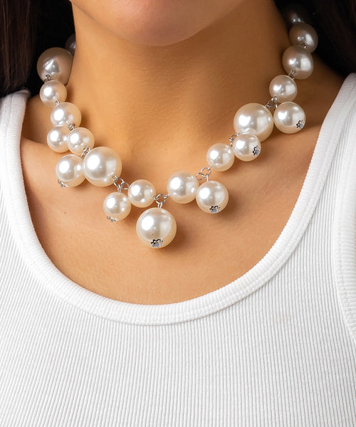 Classy White Stainless Steel Pearl Pendant Necklace YR005 ABC