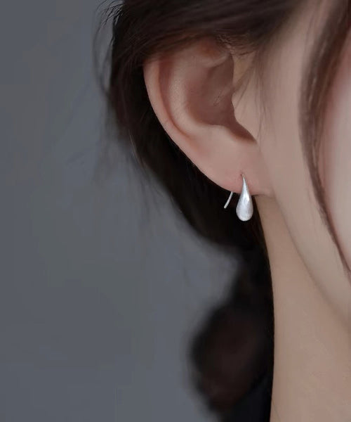 Water Hoop Classy Earrings White Silver Sterling Drop FashionChic