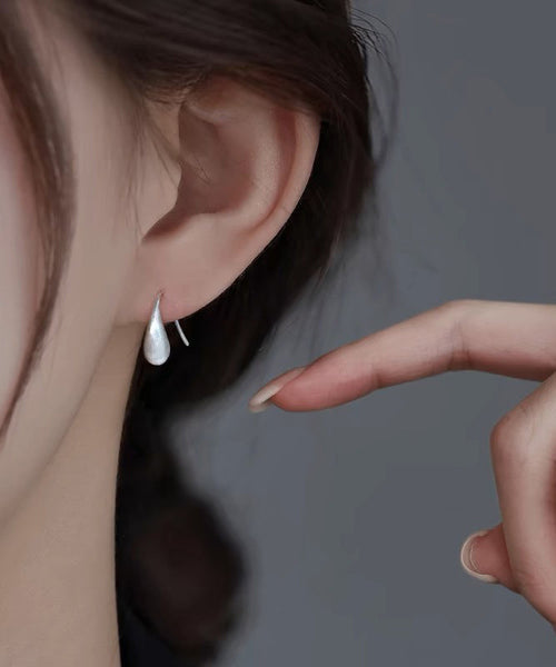 Water Hoop Classy Earrings White Silver Sterling Drop FashionChic