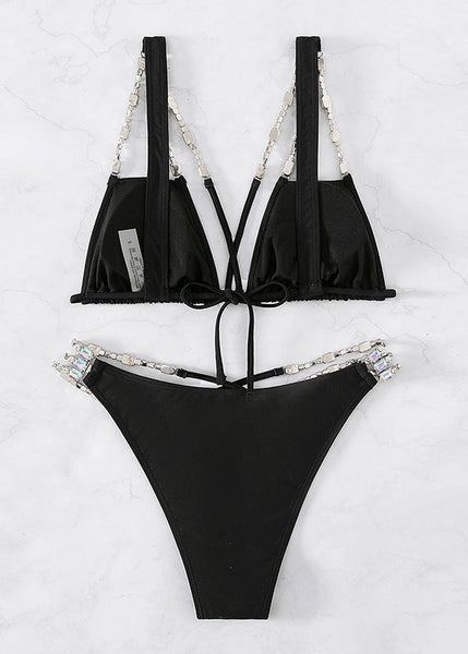 Lingerie Club Zircon Black Backless Set FashionChic