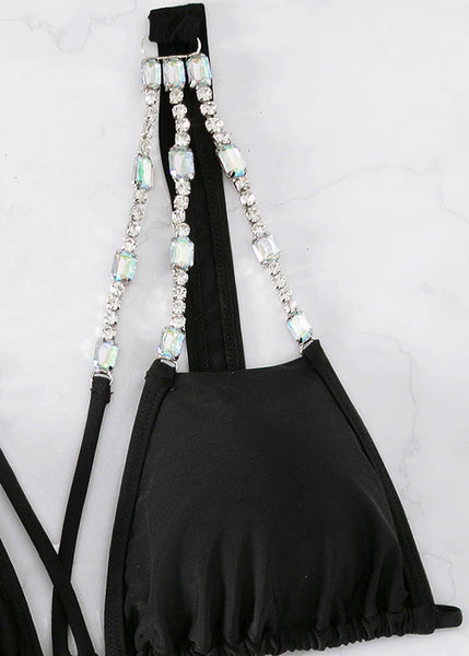 Lingerie Club Zircon Black Backless Set FashionChic