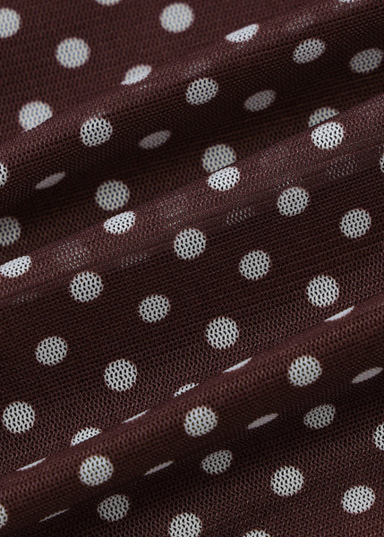 Strapless Cotton Dot Tank Coffee Sleeveless FashionChic