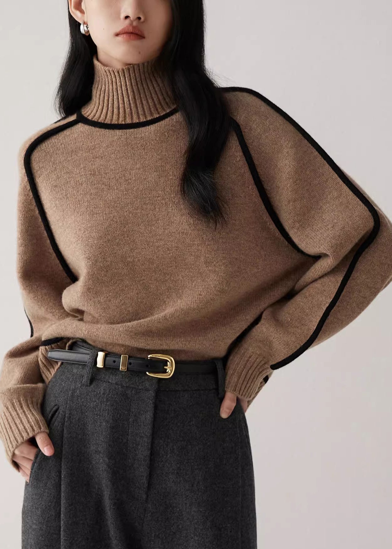 Coffee Original Design Knit Sweaters Turtleneck Spring YW035 ABC