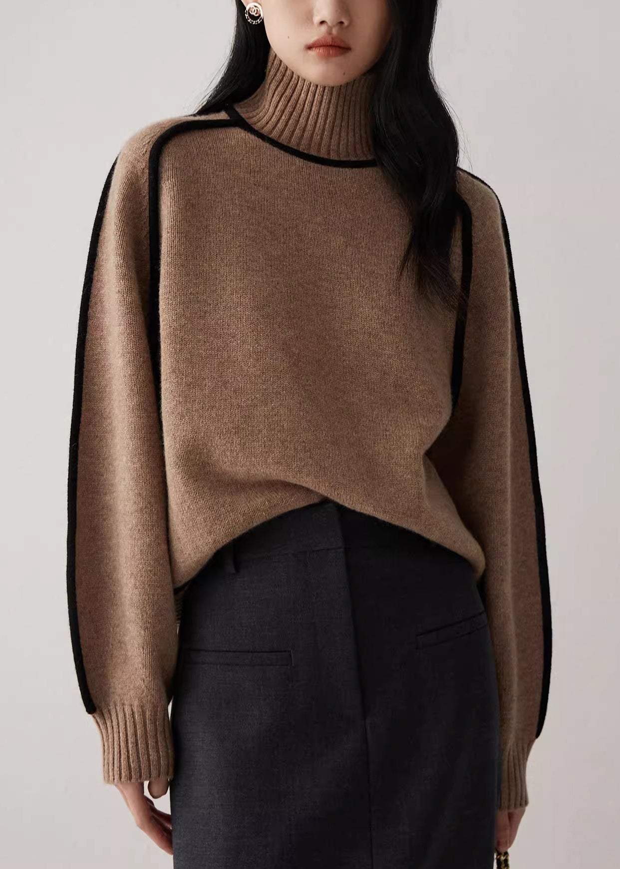 Coffee Original Design Knit Sweaters Turtleneck Spring YW035 ABC