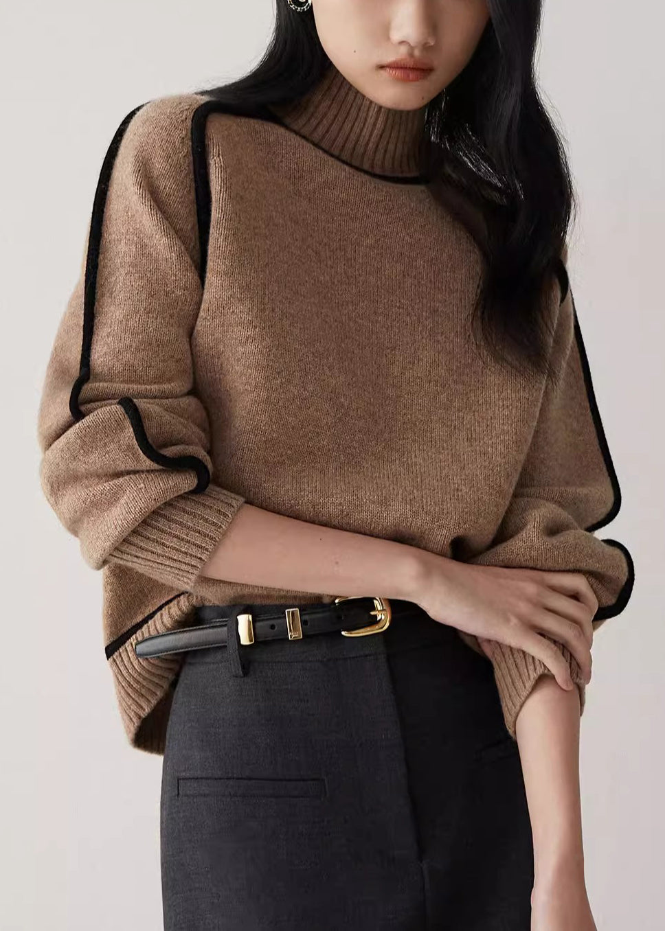 Coffee Original Design Knit Sweaters Turtleneck Spring YW035 ABC