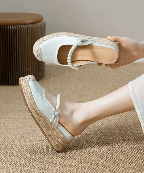 Comfortable Apricot Nail Bead Splicing Platform Slide Sandals YC003 ABC