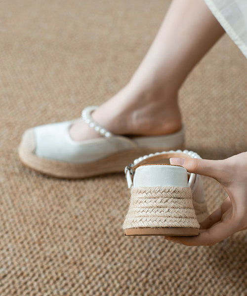 Comfortable Apricot Nail Bead Splicing Platform Slide Sandals YC003 ABC