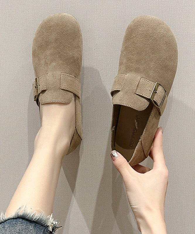 Comfortable Beige Suede Splicing Buckle Strap Flat Shoes JJ011 Shoe-PDX240609