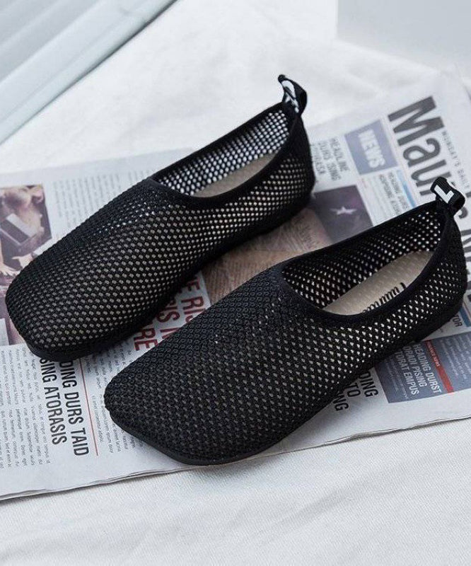 Flat Comfortable Black Shoes Breathable Mesh FashionChic