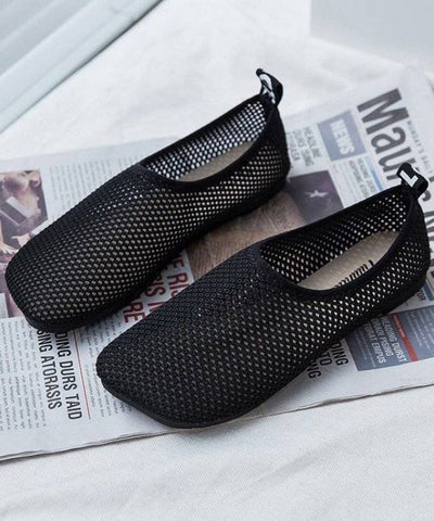Flat Comfortable Black Shoes Breathable Mesh FashionChic