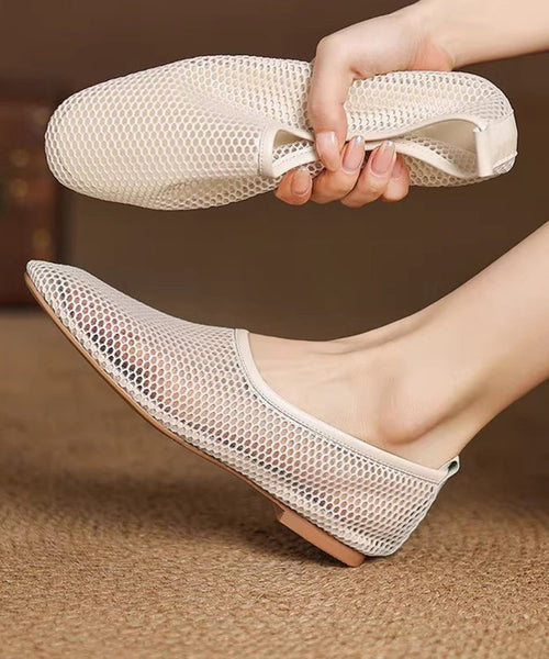 Hiking Comfortable Out Sandals Sheepskin Hollow Beige FashionChic