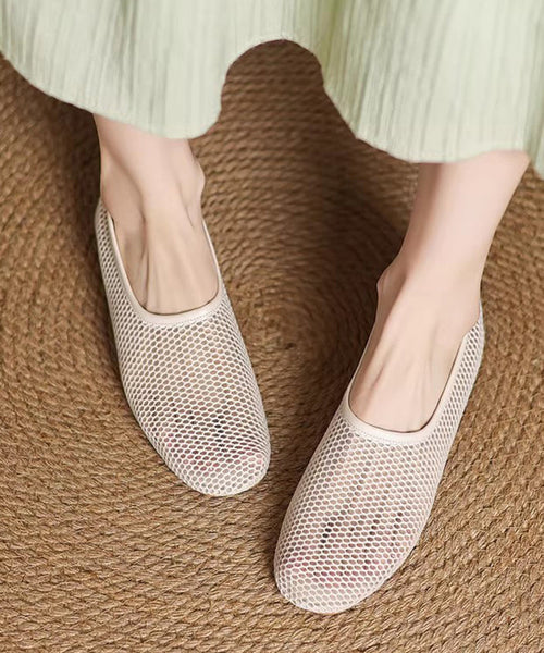 Hiking Comfortable Out Sandals Sheepskin Hollow Beige FashionChic