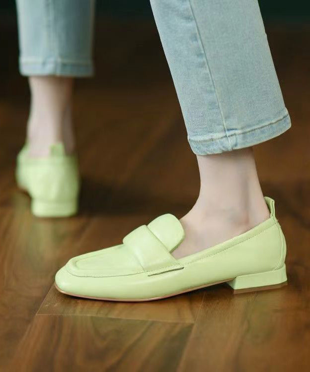 Comfortable Light Green Sheepskin Splicing Flats Shoes JJ028 Shoe-PDX240609