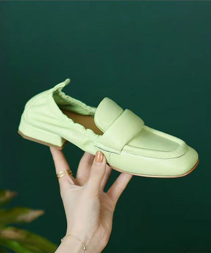 Comfortable Light Green Sheepskin Splicing Flats Shoes JJ028 Shoe-PDX240609