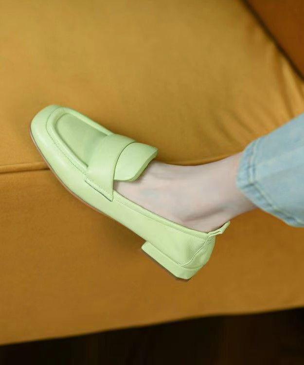 Comfortable Light Green Sheepskin Splicing Flats Shoes JJ028 Shoe-PDX240609