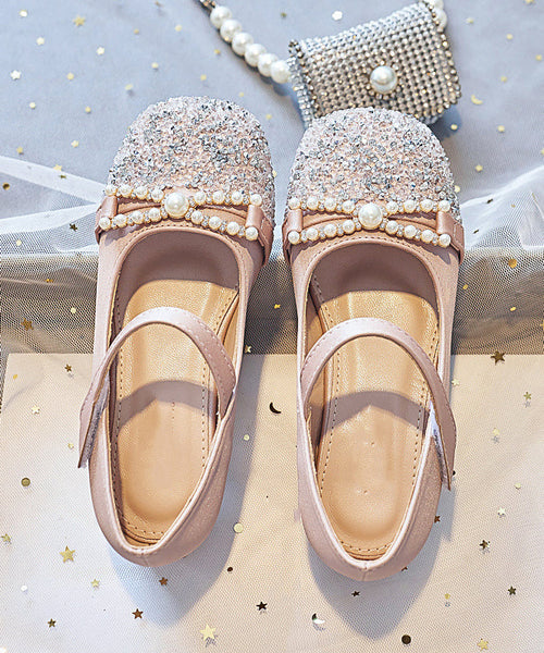 Flat Zircon Shoes Girls Apricot Feet Comfy Buckle Strap FashionChic