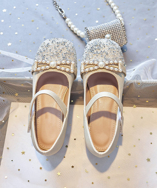 Flat Zircon Shoes Girls Apricot Feet Comfy Buckle Strap FashionChic