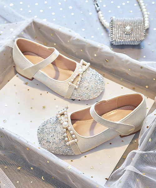 Flat Zircon Shoes Girls Apricot Feet Comfy Buckle Strap FashionChic