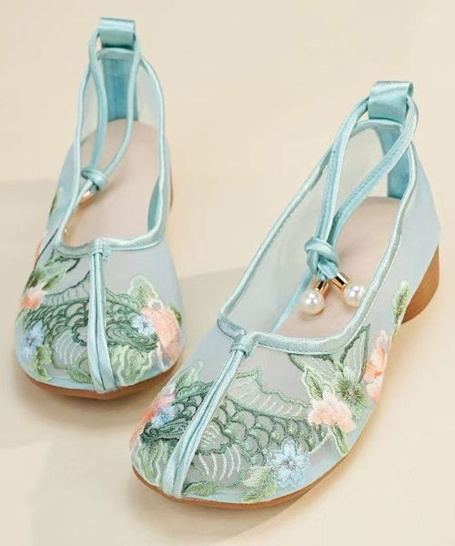 Shoes Breathable Embroidered Flat Green Mesh Comfy FashionChic