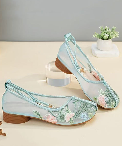 Shoes Breathable Embroidered Flat Green Mesh Comfy FashionChic
