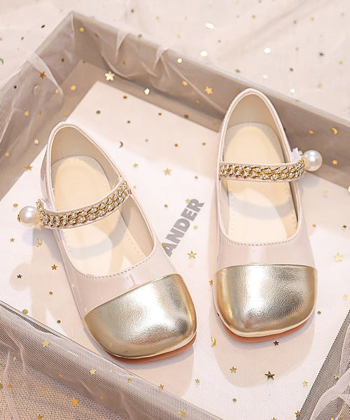 Feet Shoes Beige Kids Faux Girls Buckle Comfy Flat Leather Strap FashionChic