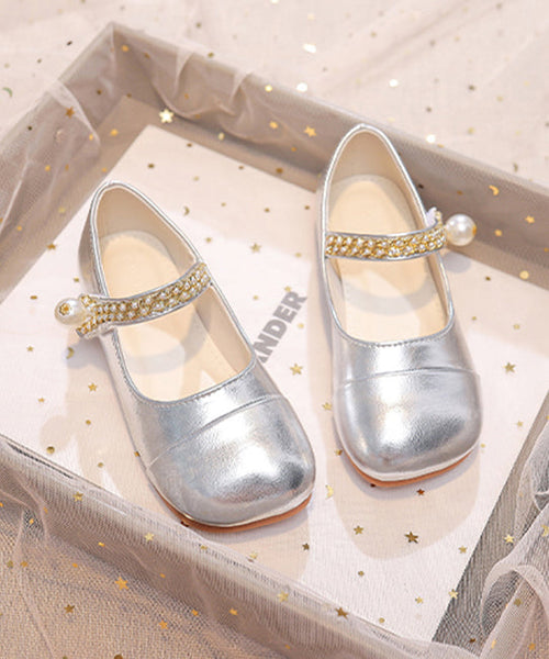 Feet Shoes Beige Kids Faux Girls Buckle Comfy Flat Leather Strap FashionChic