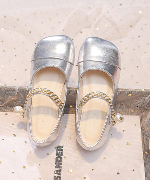 Feet Shoes Beige Kids Faux Girls Buckle Comfy Flat Leather Strap FashionChic