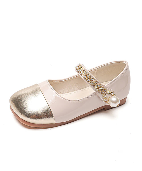 Feet Shoes Beige Kids Faux Girls Buckle Comfy Flat Leather Strap FashionChic