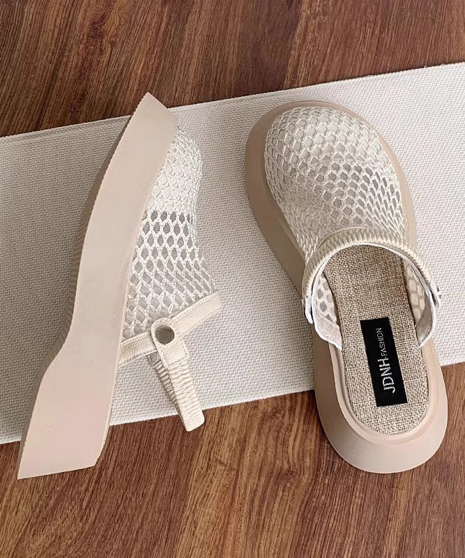 Comfy Platform Beige Breathable Mesh Slide Sandals AP1049 shoe-LT240905