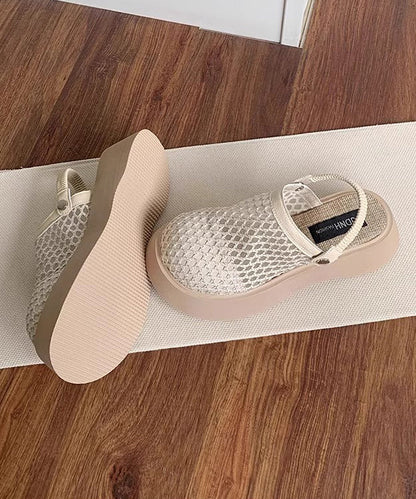 Comfy Platform Beige Breathable Mesh Slide Sandals AP1049 shoe-LT240905