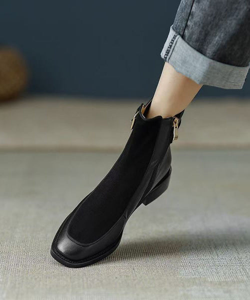 Comfy Stylish Splicing Chunky Boots Green Sheepskin OM011 ABC