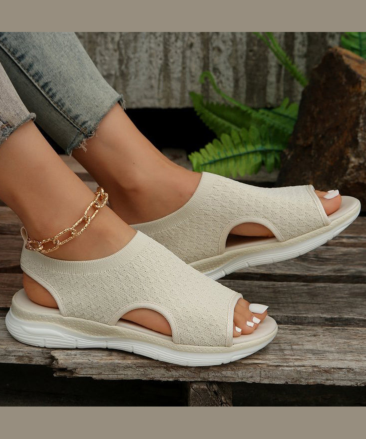 Comfy White Breathable Mesh Splicing Sandals Hollow Out Peep Toe UU002 OM-XZ240821