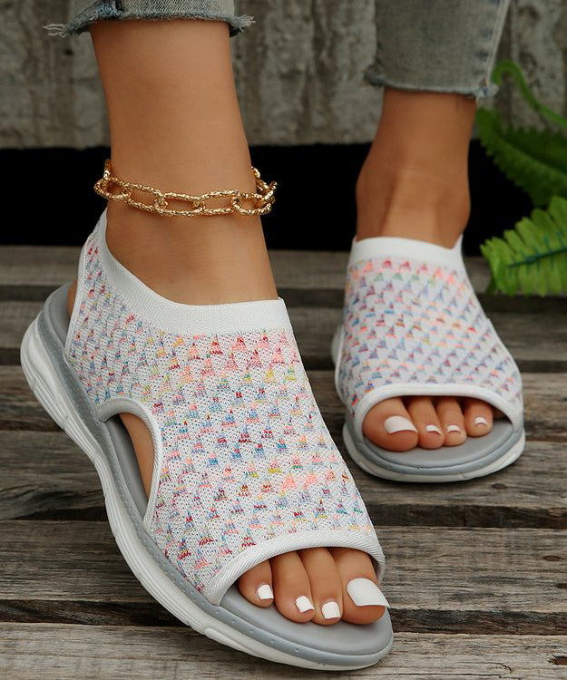 Comfy White Breathable Mesh Splicing Sandals Hollow Out Peep Toe UU002 OM-XZ240821