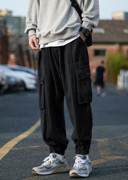 Green Fleece Warm Elastic Pants Waist Cool Men Beam Pockets Army FashionChic