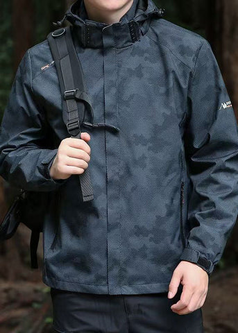 Men Hooded Spring Coat Cotton Black Cool Detachable Zippered FashionChic