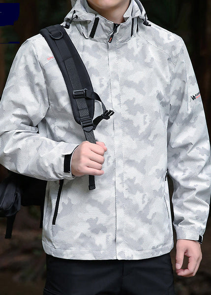 Men Hooded Spring Coat Cotton Black Cool Detachable Zippered FashionChic