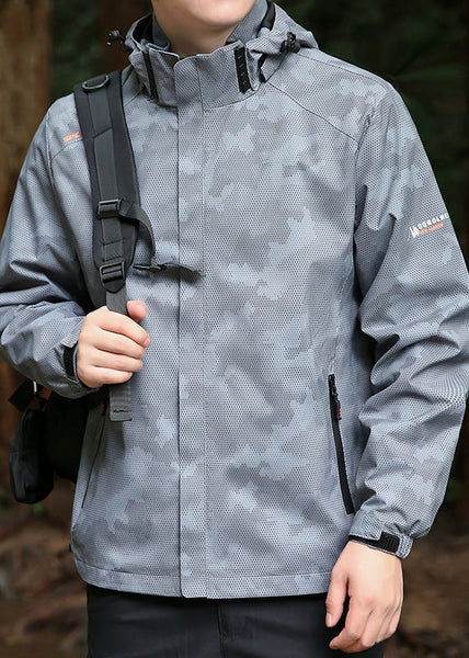 Men Hooded Spring Coat Cotton Black Cool Detachable Zippered FashionChic