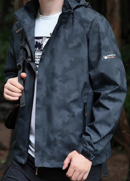 Men Hooded Spring Coat Cotton Black Cool Detachable Zippered FashionChic