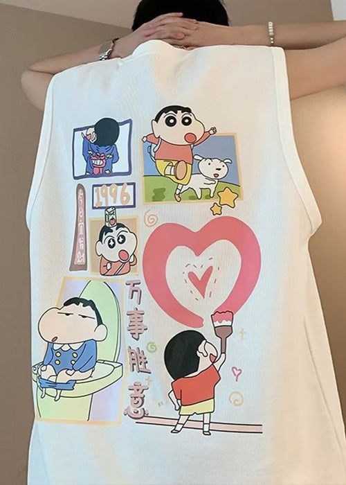 Tanks Men Cool Cotton Neck Black Summer Print Oversized O FashionChic