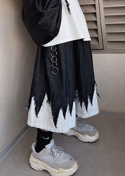 Original Black Patchwork Summer Men Design Shorts Denim Cool FashionChic