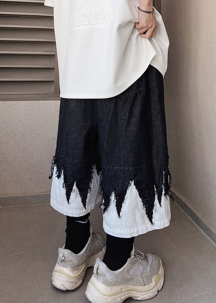 Original Black Patchwork Summer Men Design Shorts Denim Cool FashionChic