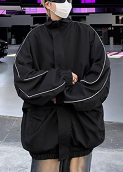 Zip Black Spring Mens Up Cotton Coats Pockets Cool FashionChic