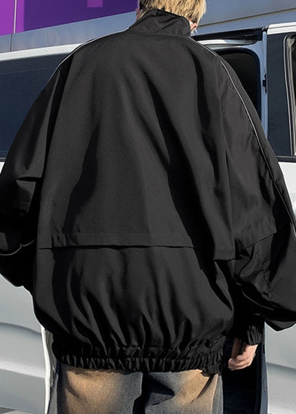 Zip Black Spring Mens Up Cotton Coats Pockets Cool FashionChic