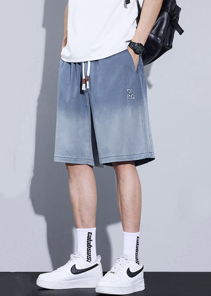 Cool Blue Gradient Color Pockets Denim Men Shorts Summer YL015 ABC