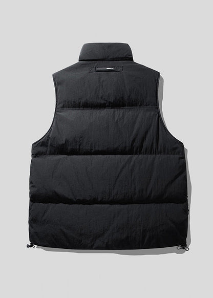 Cool Brown Stand Collar Zip Up Duck Down Men Vests Winter TK022